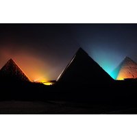 Abendliche Ton- und Lichter-Show von Kairo aus an den Pyramiden von Gizeh